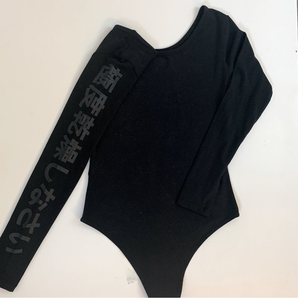 New Womens Black + Silver SuperDry Track + Field Long Sleeve Bodysuit Size M 🖤 - Picture 3 of 5